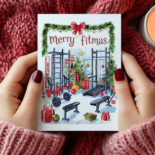 Watercolor Prettig Fitmas Fitness Kerstkaart