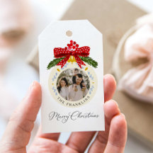 Watercolor Prettig Kerst Foto Cadeau Tag