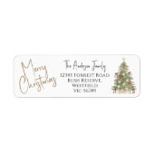 Watercolor Prettig Kerstboom Retouradres Etiket (Voorkant)