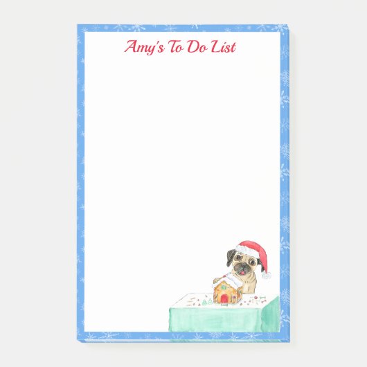 Watercolor Prettig Kerstmis Franse Bulldog Te Doen Post-it® Notes (Voorkant)