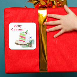 Watercolor Prettig Kerstmis Gelaagde Cake Stickers