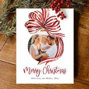 Watercolor Prettig Kerstmis Rood Feestdagenkaart