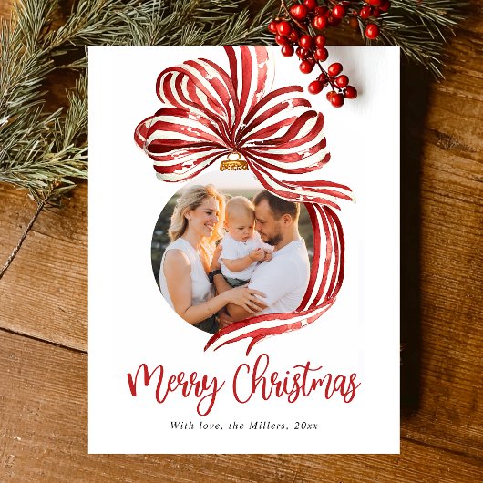 Watercolor Prettig Kerstmis Rood Feestdagenkaart