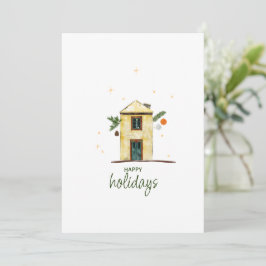 Watercolor Prettig Vieren Huis Niet-foto Feestdagenkaart