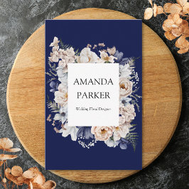 Watercolor Pretty Beige Blue Flowers Floral Visitekaartje