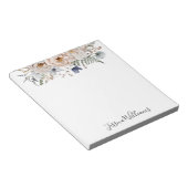 Watercolor Pretty Beige Blue Personalized Floral Notitieblok (Schuin)