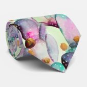 Watercolor Prickly Pear Cactus Desert Pattern Stropdas (Opgerold)