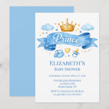 Watercolor Prins Baby Shower Jongen