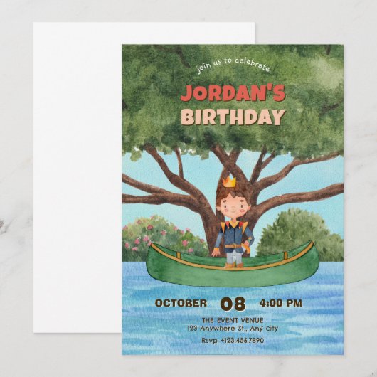 Watercolor prins kaart (Voorkant / Achterkant)