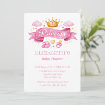 Watercolor Prinses Roze Meisje Baby Shower