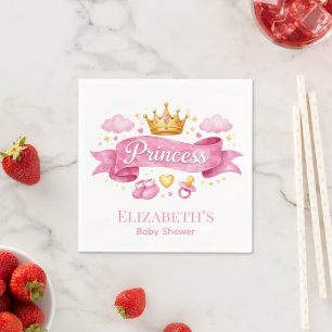 Watercolor Prinses Roze Meisje Baby Shower Servet