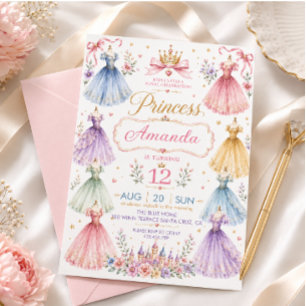 Watercolor Prinsessen Jurk Verjaardag Kaart