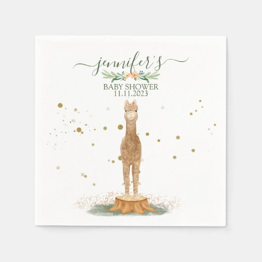 Watercolor Print Alpaca Baby Servet (Voorkant)