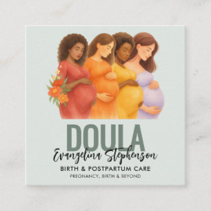 Watercolor Professionele Geboorte Postpartum Doula Vierkante Visitekaartje