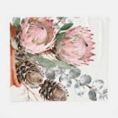 Watercolor Protea Eucalyptus Arrangement Fleece Deken (Voorkant (Horizontaal))