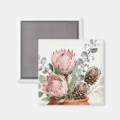 Watercolor Protea Eucalyptus Arrangement Magneet (Voorkant / Achterkant)