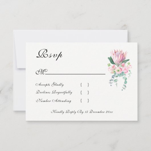 Watercolor Protea RSVP Cards (Voorkant)