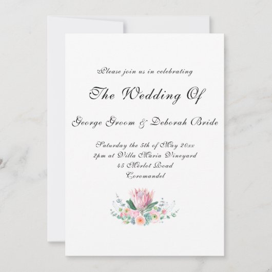Watercolor Protea Wedding Kaart (Voorkant)