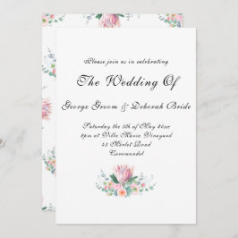 Watercolor Protea Wedding Kaart