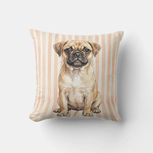 Watercolor Puggle Hond Kussen