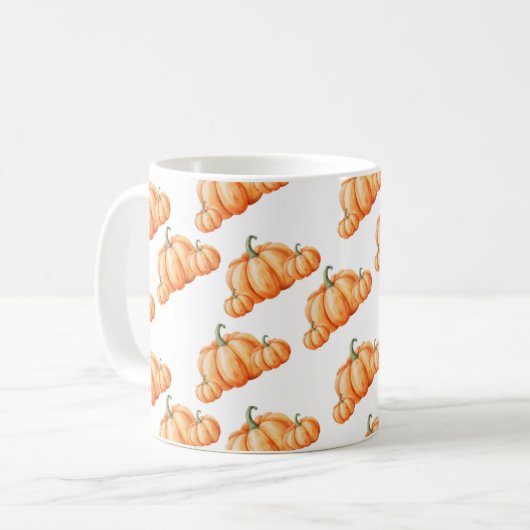 Watercolor Pumpkin Autumn Pattern Koffiemok (Voorkant links)