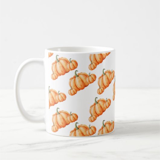 Watercolor Pumpkin Autumn Pattern Koffiemok (Links)