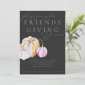 Watercolor Pumpkin Friendsgiving Dinner Invitation Kaart (Staand voorkant)