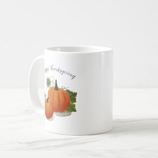 Watercolor Pumpkin 'Happy Thanksgiving' Classic Mu Koffiemok (Voorkant links)