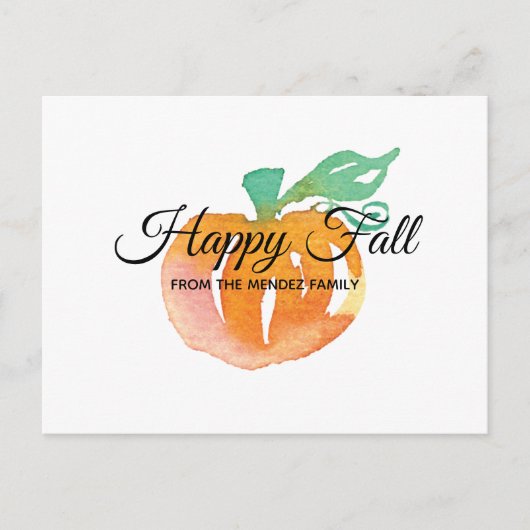 Watercolor Pumpkin Post Cards Briefkaart (Voorkant)