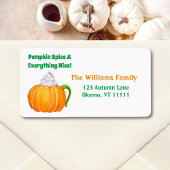 Watercolor Pumpkin Spice Latte Adres Etiket