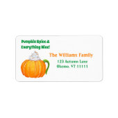 Watercolor Pumpkin Spice Latte Adres Etiket (Voorkant)