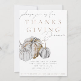Watercolor Pumpkin Thanksgiving Dinner Invitation Kaart