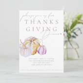 Watercolor Pumpkin Thanksgiving Dinner Invitation Kaart (Staand voorkant)