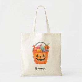 Watercolor Pumpkin Trick or Treat Personalized Tot Tote Bag