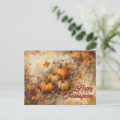 Watercolor Pumpkins Autumn Thanksgiving Postcard Feestdagenkaart (Staand voorkant)