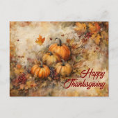 Watercolor Pumpkins Autumn Thanksgiving Postcard Feestdagenkaart (Voorkant)
