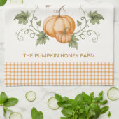 Watercolor Pumpkins et Honeybees Thanksgiving Fall Theedoek (Gevouwen)