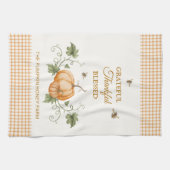 Watercolor Pumpkins et Honeybees Thanksgiving Fall Theedoek (Horizontaal)