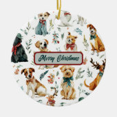 Watercolor Puppies Christmas Tree Ornament (Voorkant)