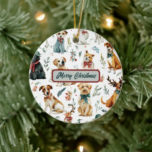 Watercolor Puppies Kerstboom Ornament (Boom)
