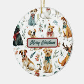 Watercolor Puppies Kerstboom Ornament (Links)
