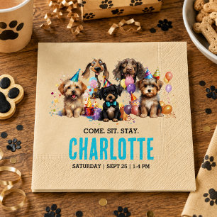 Watercolor Puppyparty Hondenverjaardag Servet