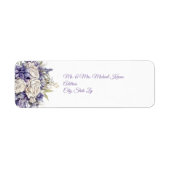 Watercolor Purple Cream Floral Wedding Etiket (Voorkant)