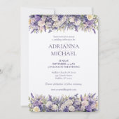Watercolor Purple Cream Floral Wedding Invitation Kaart (Voorkant)