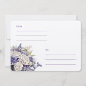 Watercolor Purple Cream Floral Wedding RSVP Kaart (Achterkant)