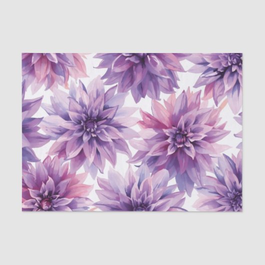 Watercolor Purple Dahlia Flowers  Tissuepapier (Voorkant)