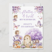 Watercolor Purple Fairy Birthday  Invitation Kaart (Voorkant)