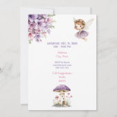 Watercolor Purple Fairy Birthday  Invitation Kaart (Achterkant)