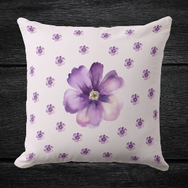 Watercolor Purple Floral Throw Pillow Kussen