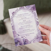 Watercolor Purple Floral Wedding Invitation Kaart